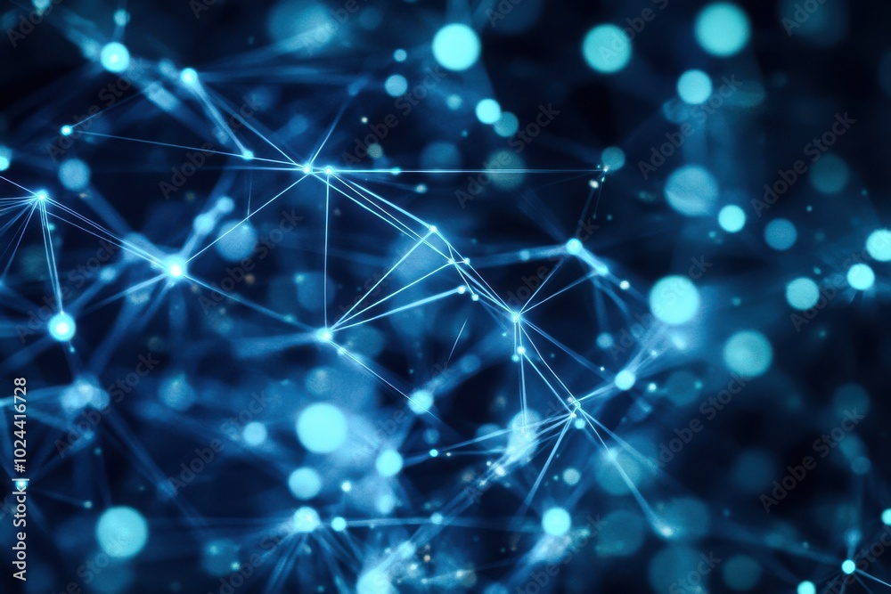 A futuristic visual representation of a digital network with glowing blue lines connecting A futuristic visual representation of a digital network with glowing blue lines connecting