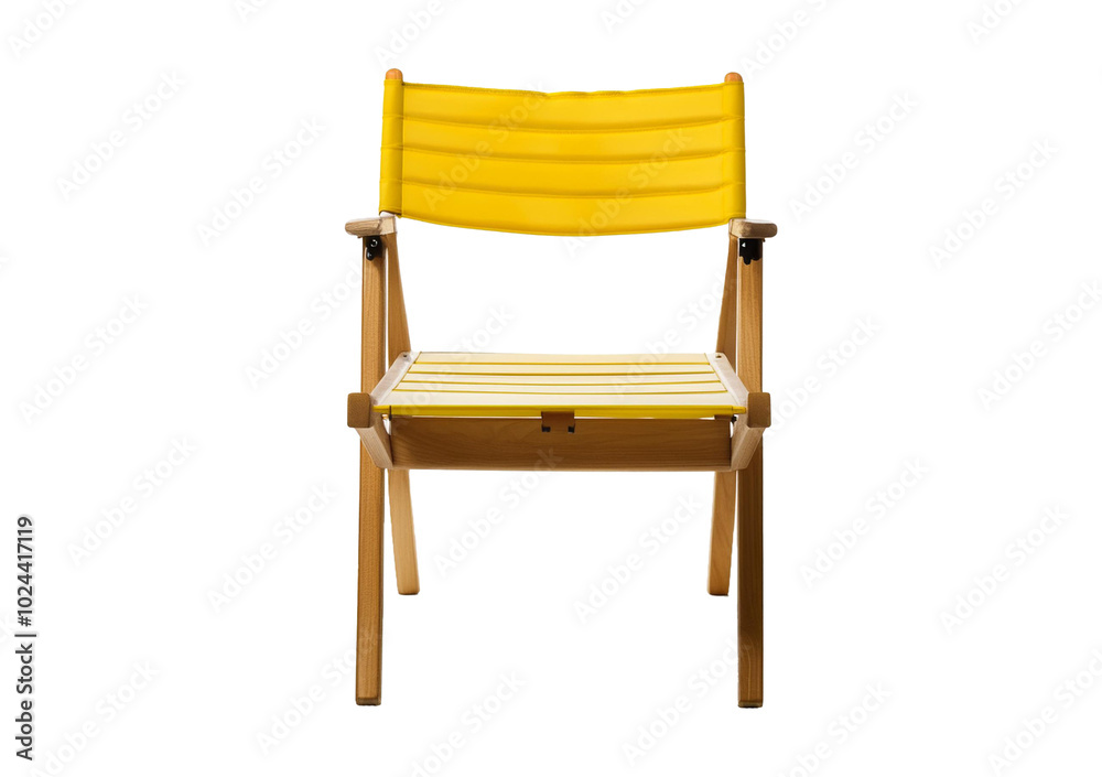 Yellow wooden folding chair isolated on transparent or white background Yellow wooden folding chair isolated on transparent or white background