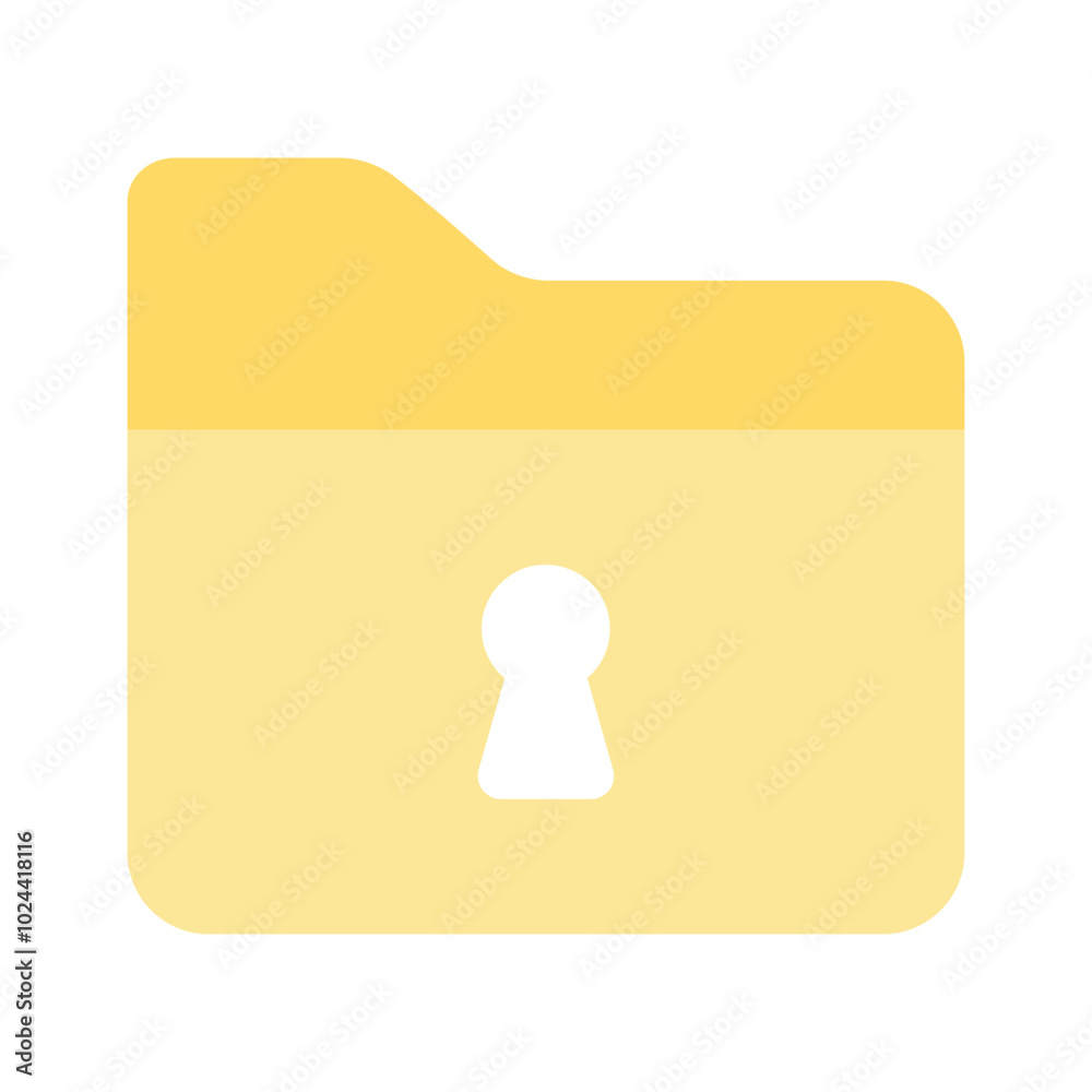 Keyhole on folder denoting icon of secure folder, data security icon Keyhole on folder denoting icon of secure folder, data security icon