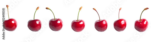 Cherries with water drops on a checkered background Cherries with water drops