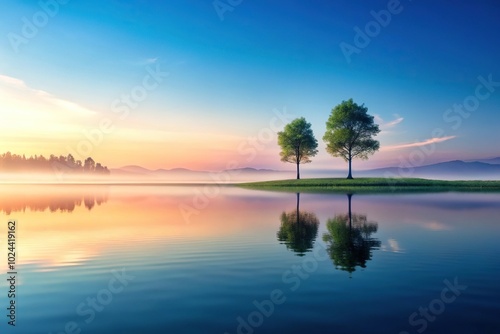 Tranquil minimalist landscape wallpaper depicting peaceful scenery