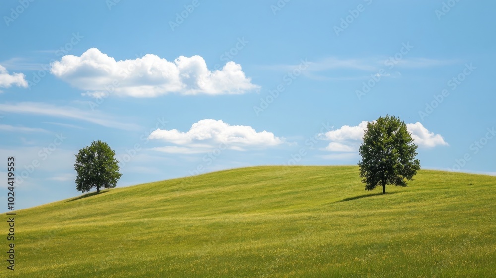 Hillocks and trees in summer.
