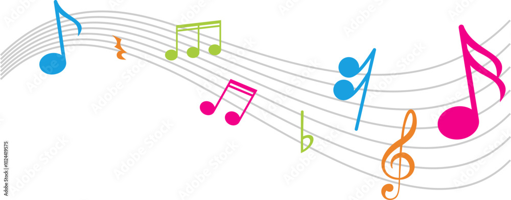Naklejka premium Musical Notes Wave