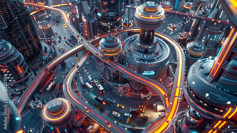 The city buzzes with self-driving cars, drones, and smart traffic lights, highlighting advanced urban technology and innovation. Generative AI The city buzzes with self-driving cars, drones, and smart traffic lights, highlighting advanced urban technology and innovation. Generative AI