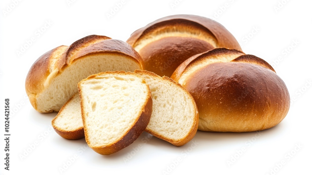 Sliced Bavarian bread buns on white. Sliced Bavarian bread buns on white.
