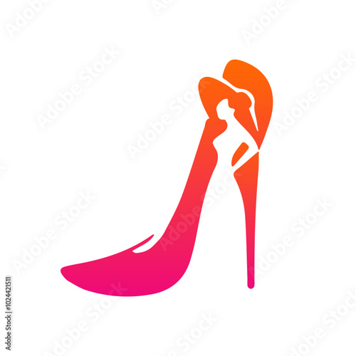 Elegant Female Silhouette in High Heel Abstract Design