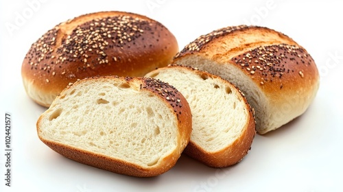 Bavarian bread buns on white background.