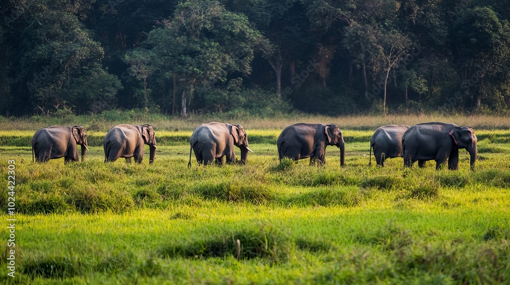 Elephants in Kaziranga National Park, Assam, India. Elephants in Kaziranga National Park, Assam, India.