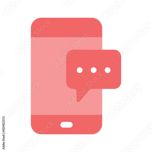 Mobile phone with a chat bubble symbol for text messaging icon