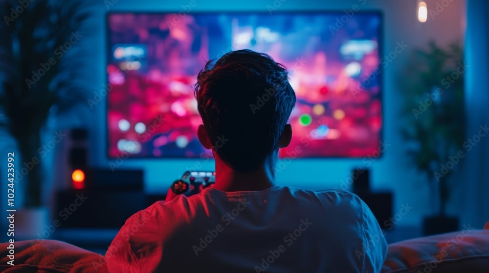 Console gamer before big screen.
