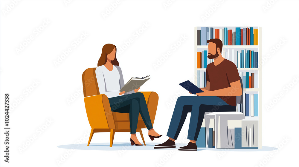 A health counselor discusses mental well-being with a client, creating a supportive environment for open conversation and emotional growth, copy space A health counselor discusses mental well-being with a client, creating a supportive environment for open conversation and emotional growth, copy space
