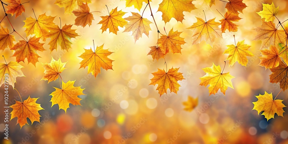 Low angle view of colorful yellow gold maple leaves against blue sky Low angle view of colorful yellow gold maple leaves against blue sky
