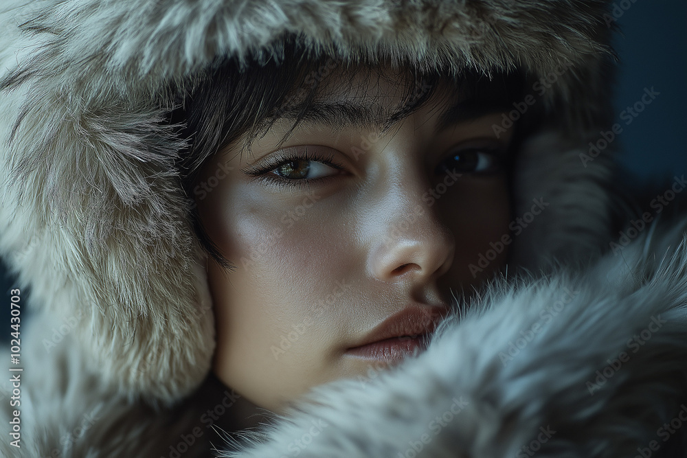 Close-up of a person in fluf