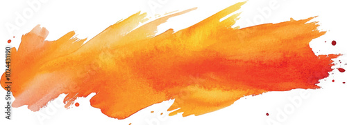 Orange paint artistic dry brush stroke. Watercolor acrylic hand painted backdrop for print, web design and banners. Realistic vector background texture