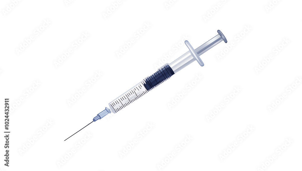 Injection with a syringe isolated on white background Injection with a syringe isolated on white background