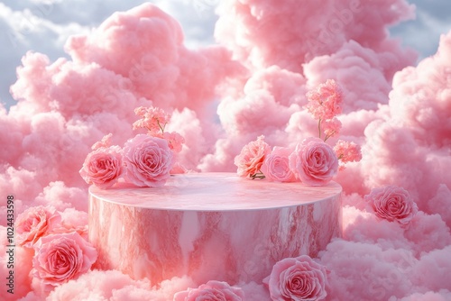 A pink cloud filled with pink flowers and pink clouds