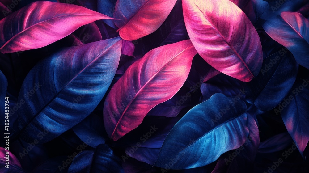 A close up of a leafy plant with purple and blue leaves A close up of a leafy plant with purple and blue leaves