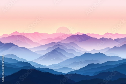 Serene Sunset Over Silhouetted Mountain Ranges