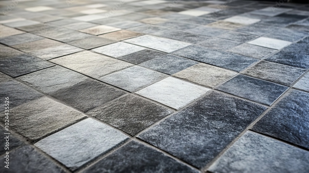 Fototapeta premium Square gray floor tile mosaic