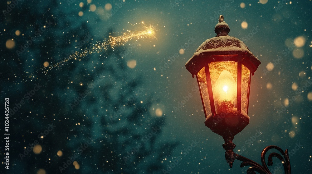 Christmas Lamp and Shooting Star Background Christmas Lamp and Shooting Star Background