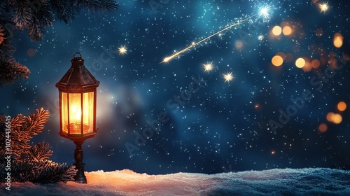 Christmas Lamp and Shooting Star Background 