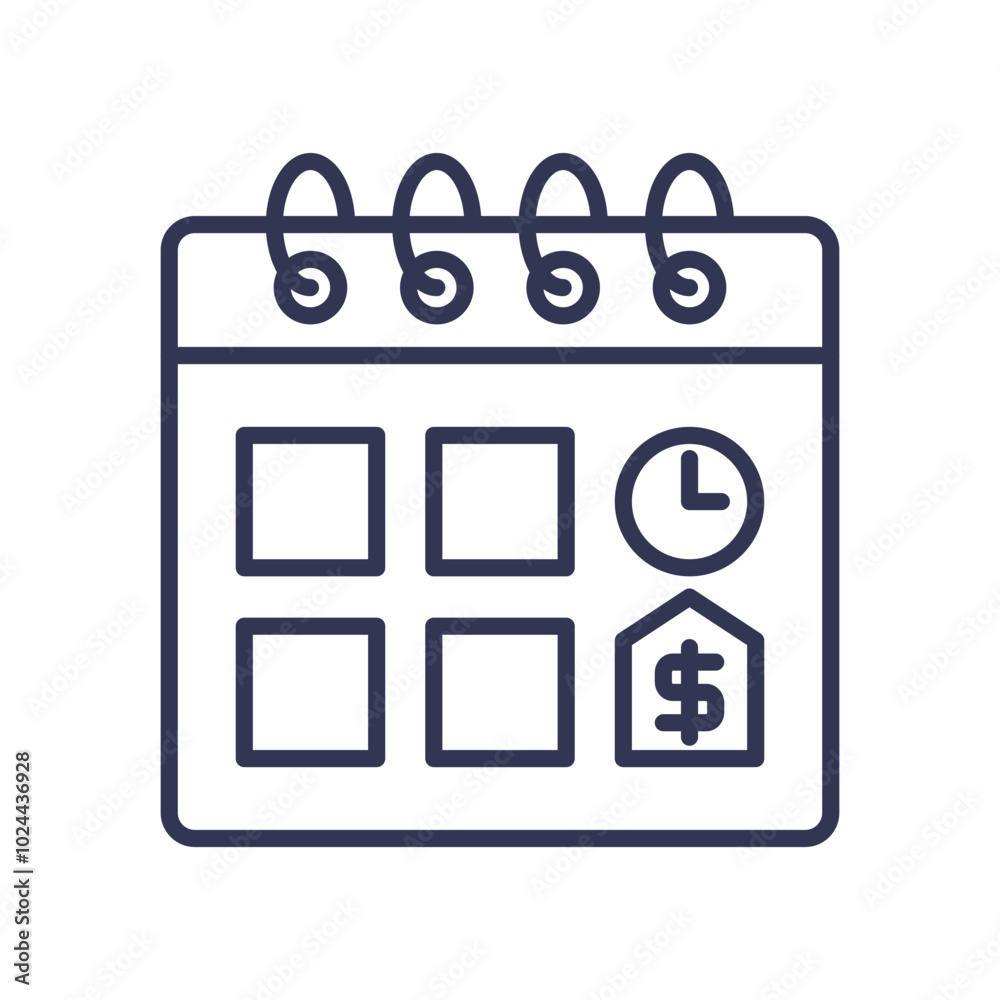 Calendar with clock and dollar sign symbolizing timely payments. Calendar with clock and dollar sign symbolizing timely payments.