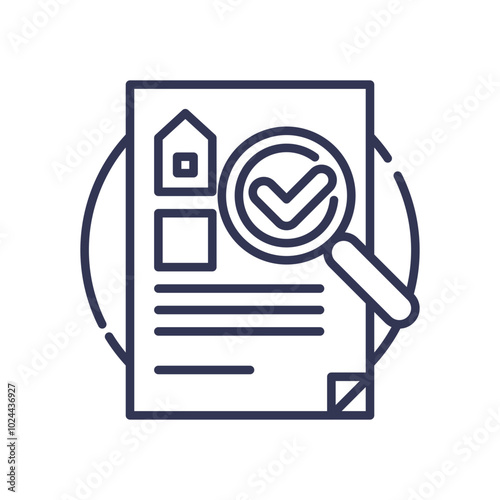 Document with magnifying glass and checkmark symbolizes thorough examination and approval.