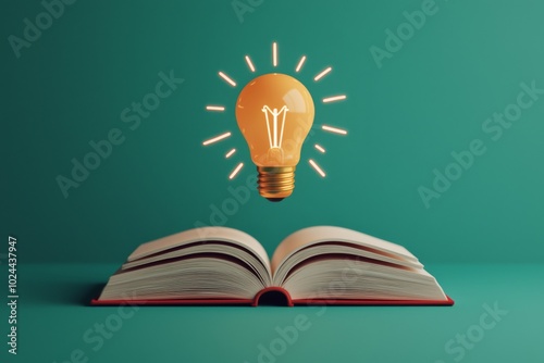 Light Bulb Over Open Book Conceptual Image