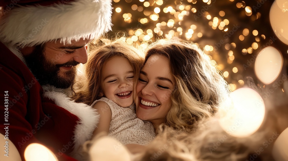 Festive Family Fun: Christmas Cheer with Santa Claus and Reindeer Amid Holiday Lights Festive Family Fun: Christmas Cheer with Santa Claus and Reindeer Amid Holiday Lights