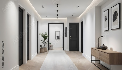 Modern Minimalist Hallway with Ambient Lighting