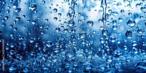 Low angle view of rainwater flowing on clear glass abstract background