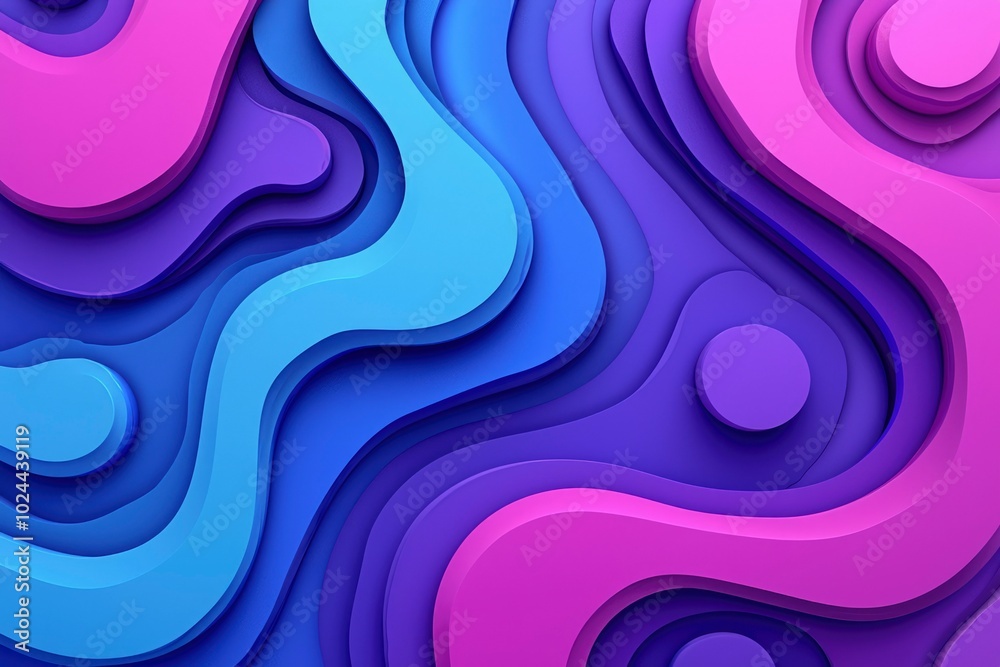 Abstract 3D Background with Wavy Layers in Shades of Blue and Purple Abstract 3D Background with Wavy Layers in Shades of Blue and Purple