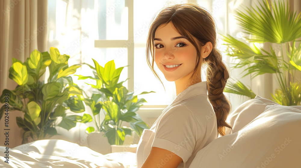 Beautiful Hotel Chambermaid in Uniform Working at Luxury Hotel - Low Resolution Version 2 Beautiful Hotel Chambermaid in Uniform Working at Luxury Hotel - Low Resolution Version 2