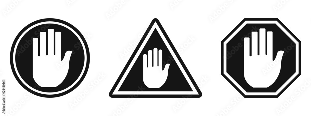 stop black sign hand icon warning not allowed street symbol limitation danger trespassing website rules risk stop black sign hand icon warning not allowed street symbol limitation danger trespassing website rules risk
