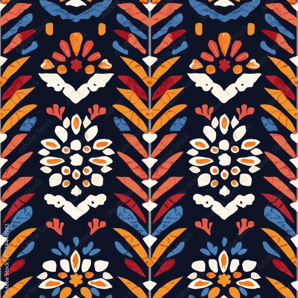 Fototapeta premium Colorful Ethnic Handmade Ornament Pattern Design