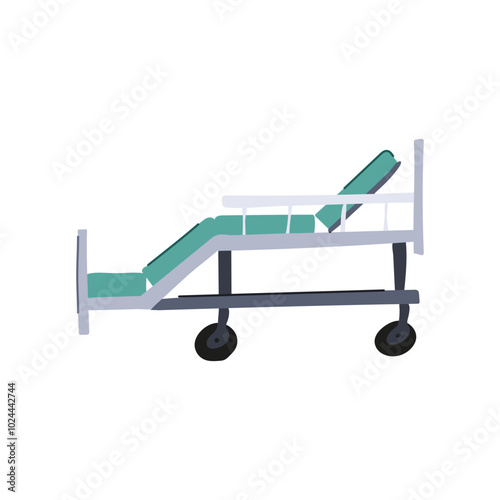 icu hospital bed cartoon. mattress rails, headboard footboard, wheels height icu hospital bed sign. isolated symbol vector illustration
