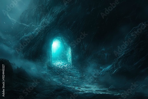 A Glowing Entrance to a Dark and Mystical Cave