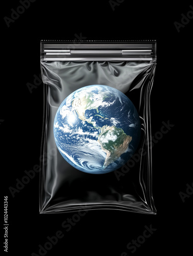 A plastic bag with a Earth inside.
