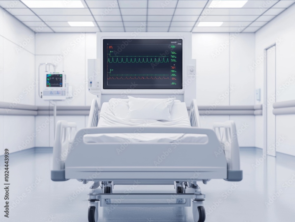 Fototapeta premium Modern Hospital Room with Digital Equipment and Whiteboard