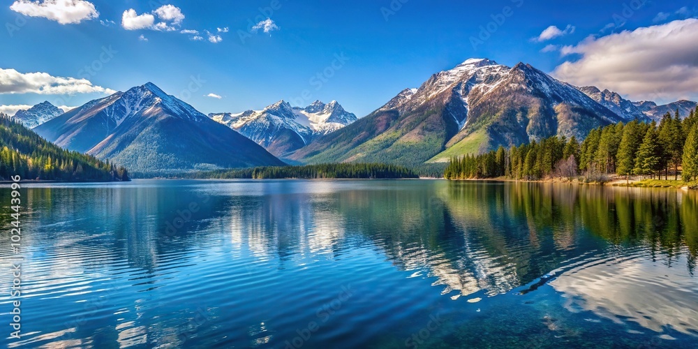 Low angle view of Wallowa Lake and Eagle Cap mountains in Oregon USA Low angle view of Wallowa Lake and Eagle Cap mountains in Oregon USA