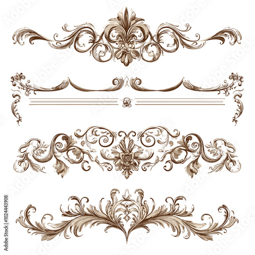 Vintage Scrollwork Borders and Floral Flourishes