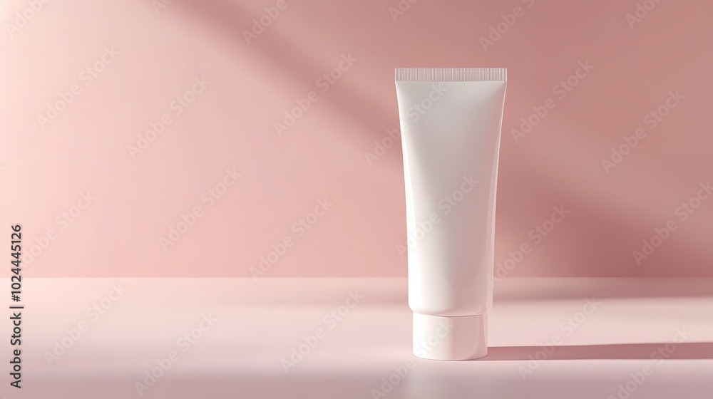 Blank tube on soft pink shade background with copy space Blank tube on soft pink shade background with copy space
