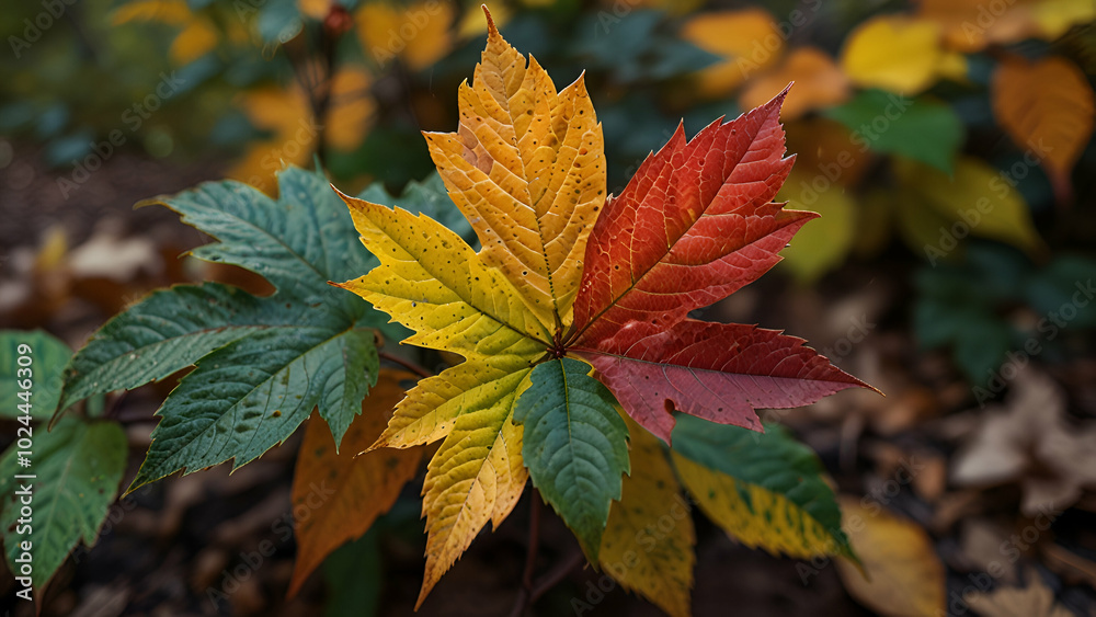 A detailed shot of colorful autumn leaves on the ground in a park
A detailed shot of colorful autumn leaves on the ground in a park