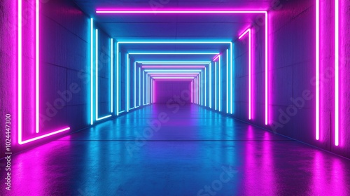 Neon Light Tunnel Corridor