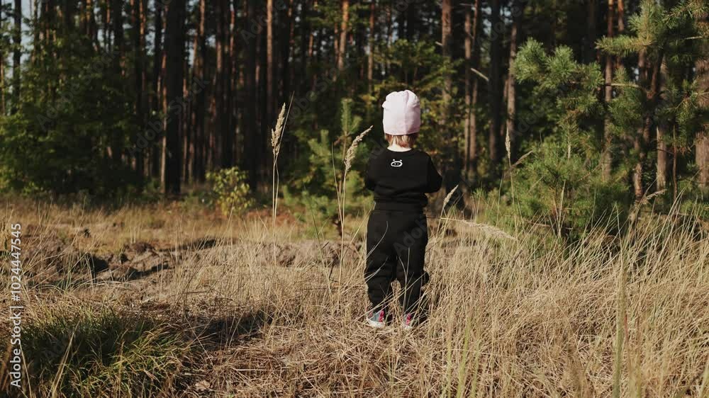 A child happily exploring the wonders of nature in a serene forest setting, enjoying the outdoors A child happily exploring the wonders of nature in a serene forest setting, enjoying the outdoors