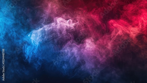 Abstract red and blue smoke background. Dark fog texture for design, banner or wallpaper