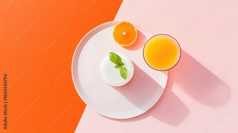 A menu with abstract, minimalist illustrations of food, showcasing the restaurant modern and refined aesthetic.