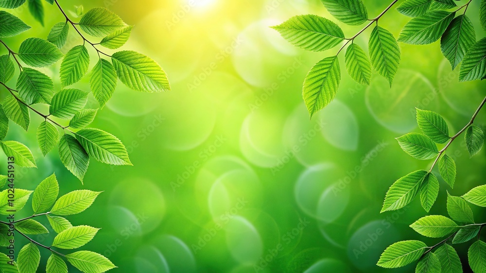 Lush green leaves on green background with reflection Lush green leaves on green background with reflection