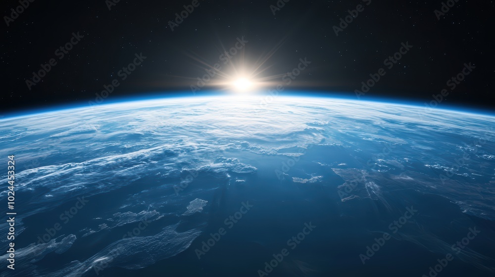 Fototapeta premium Serene sunrise over Earth from space