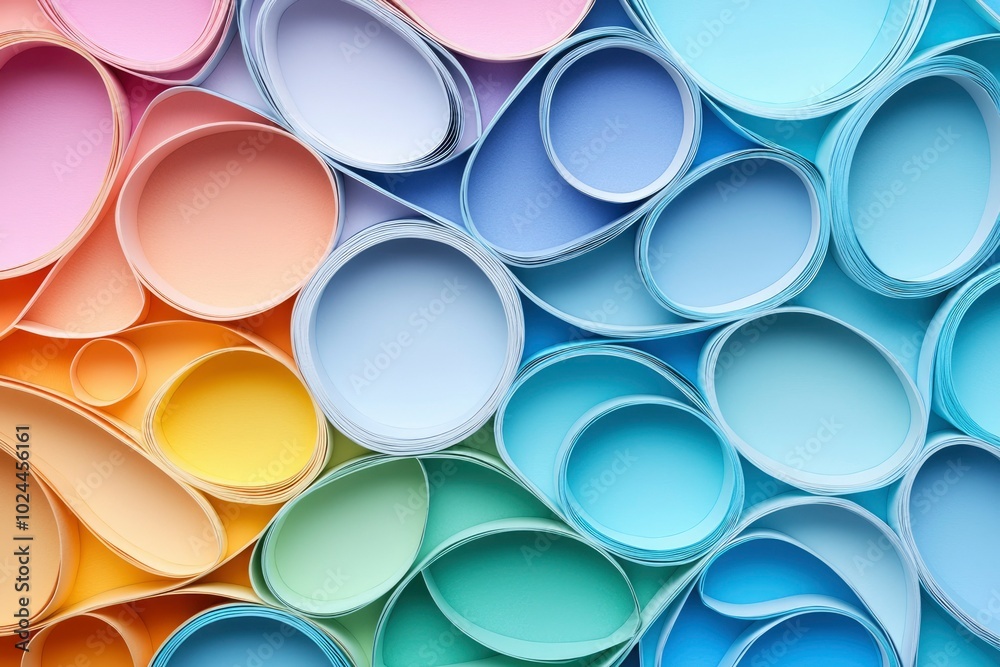 Abstract Art of Rolled Paper in Pastel Colors